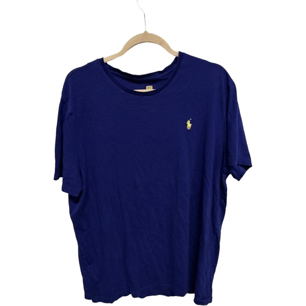 Polo Ralph Lauren Classic Crewneck T-Shirt Blue Yellow Pony Logo Short Sleeve XL